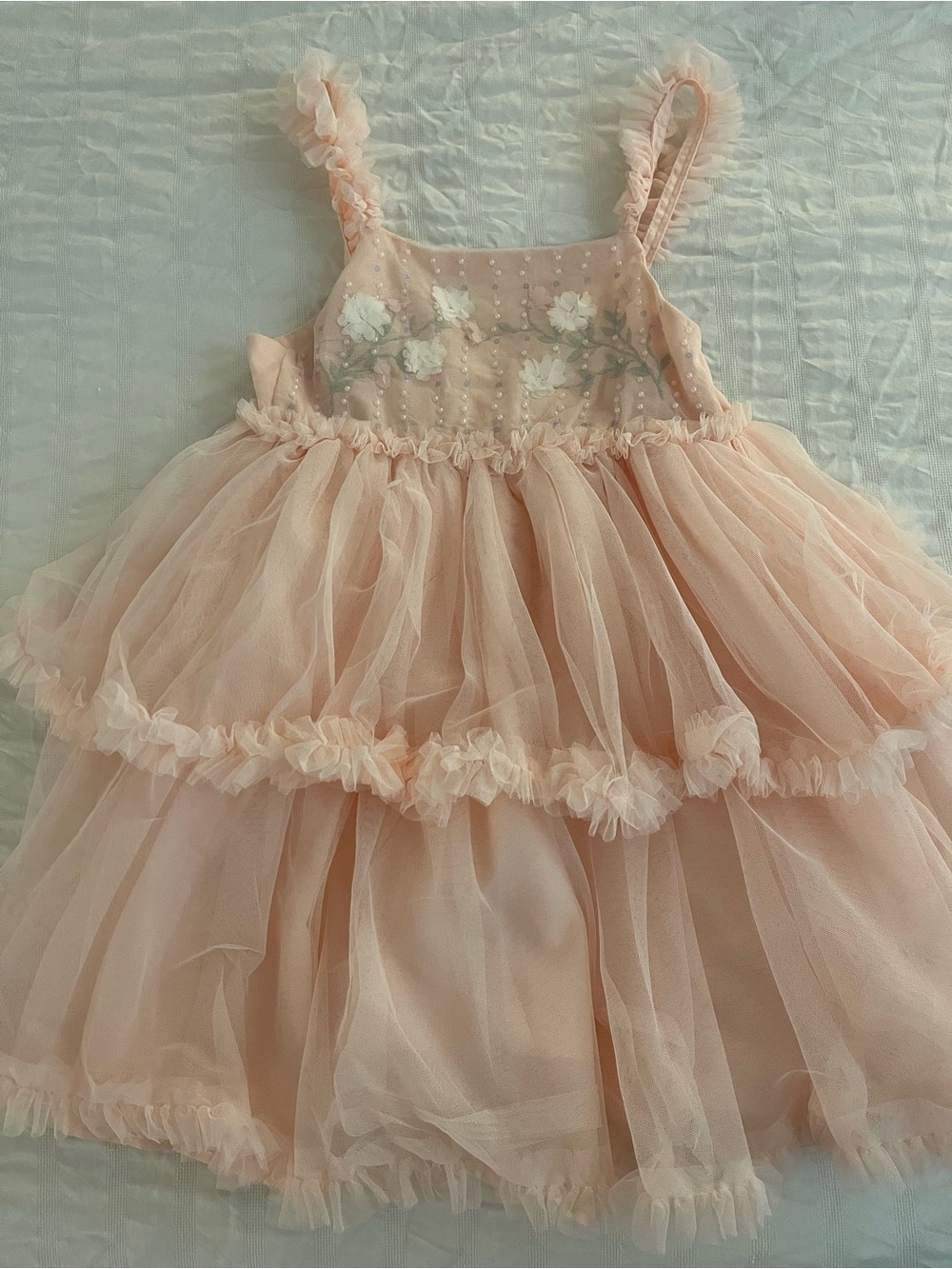 Shabby Chic Blush Pink Ruffled Tulle Party Dress